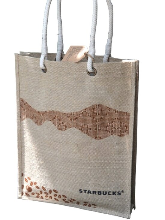 Starbucks Limited Edition Burlap Jute Tote Bag NEW - Picture 2 of 6